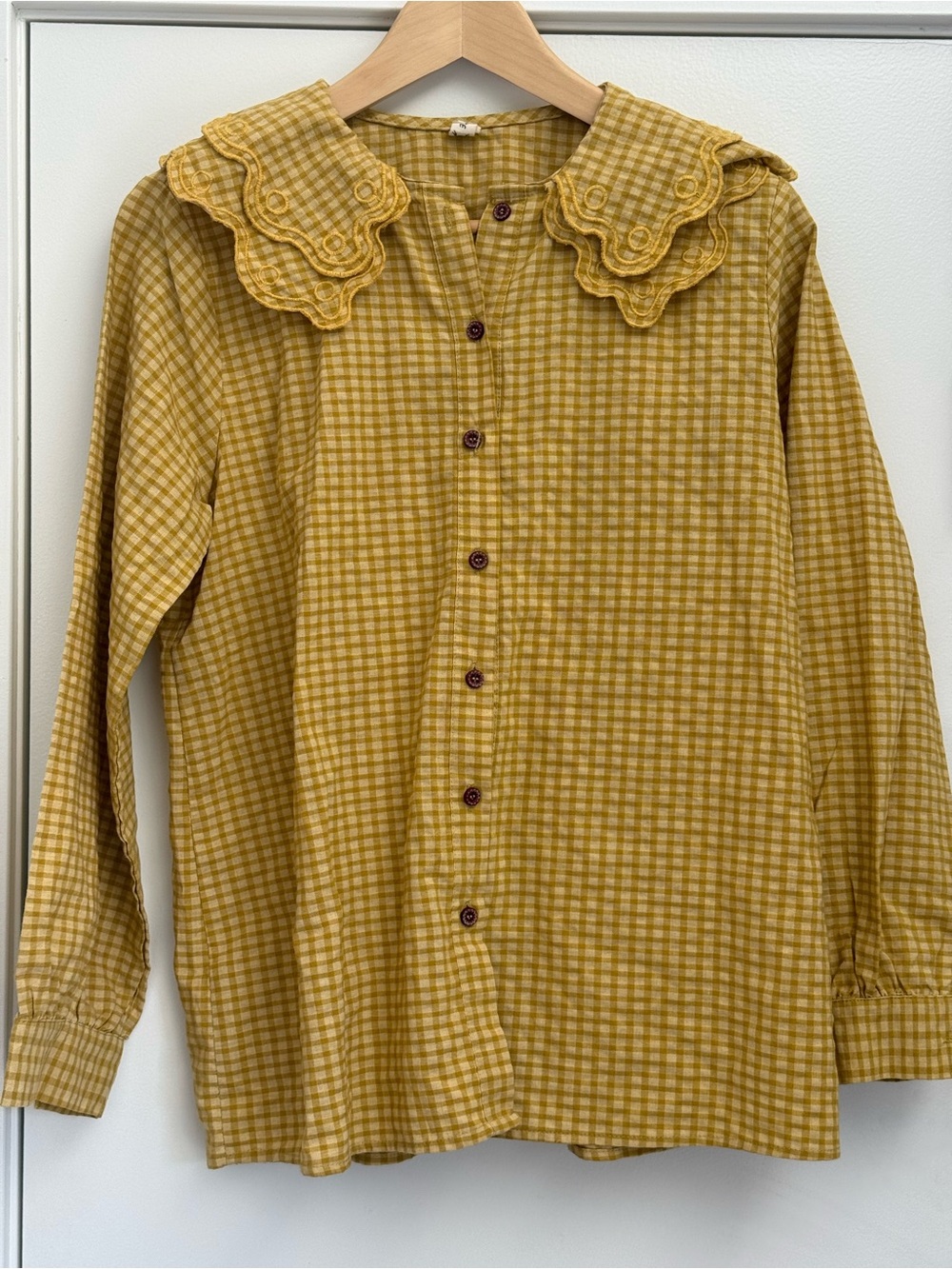 Cotton yellow gingham blouse